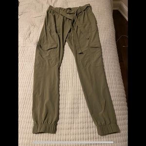 Banana Republic Army Green Tie Waist Cargo Joggers with pockets